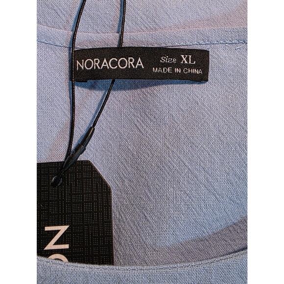 Noracora Blue Cotton Top with Daisies and Buttons Long Sleeve Top Size XL NWT - Picture 4 of 6